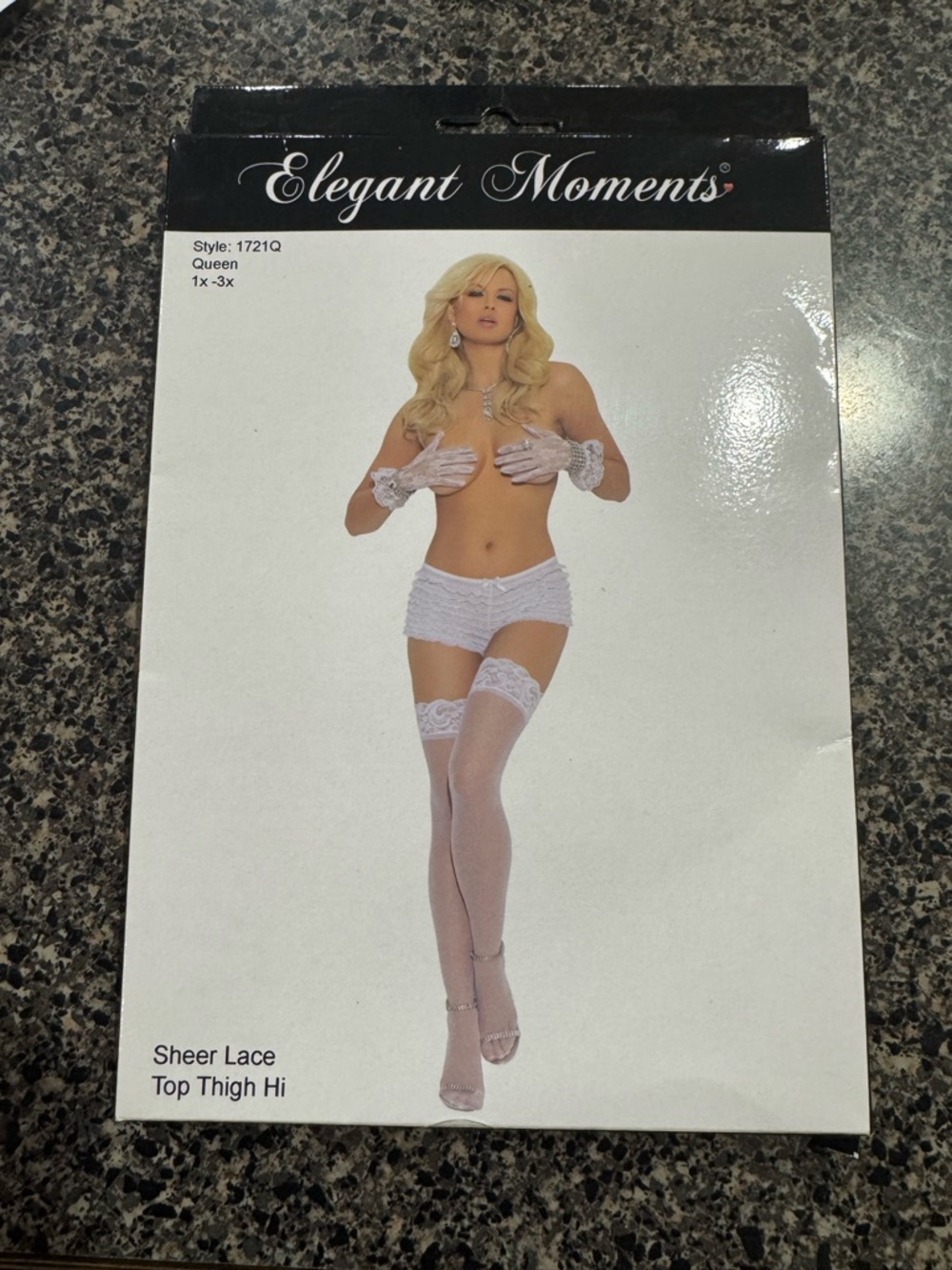 Elegant Moments Sheer Lace Top Thigh Hi - White 1X-3X